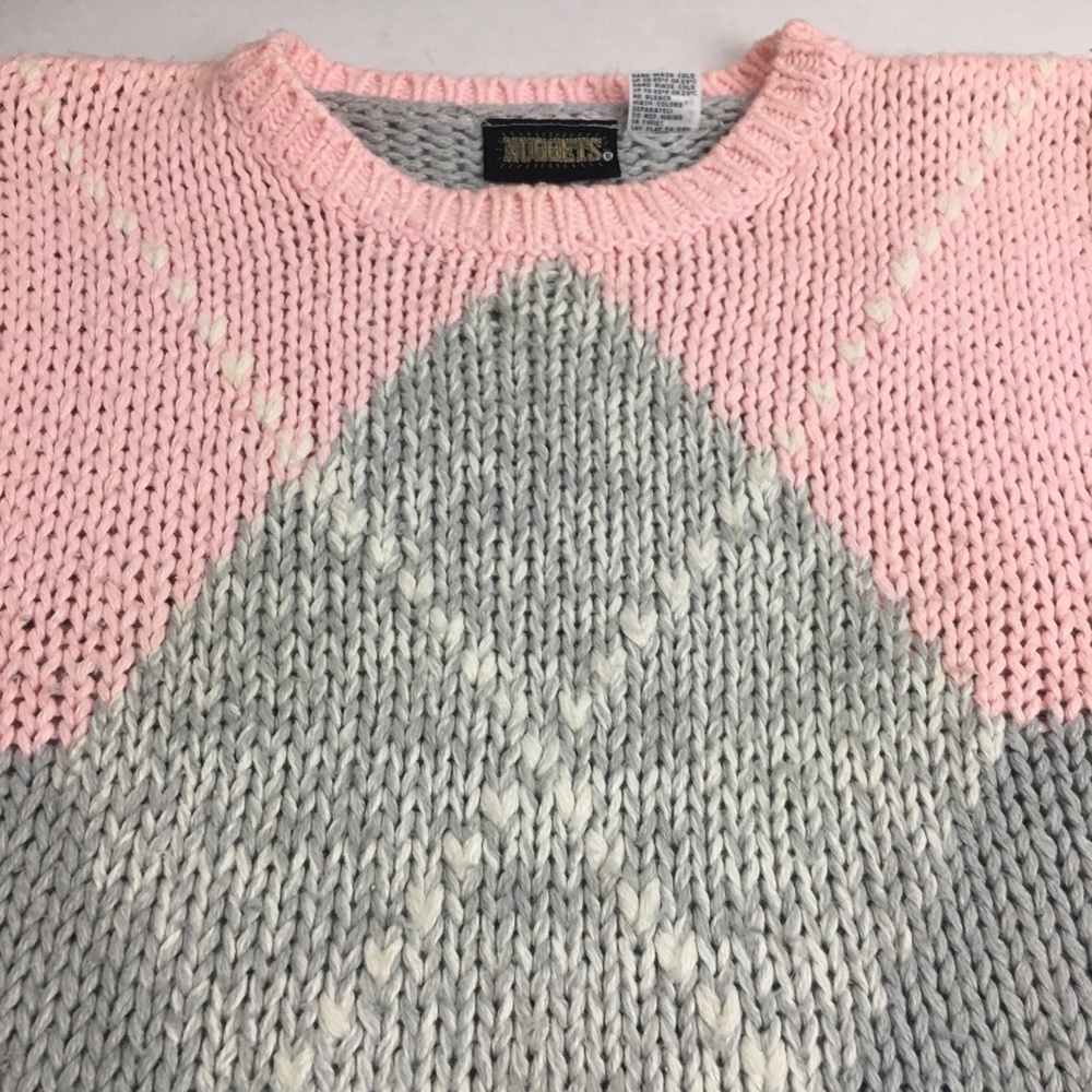 Vintage 80s Argyle Sweater Vest | Soft Preppy Knit · Pink Gray Ramie Blend Med - Picture 2 of 7